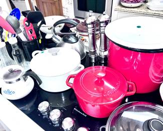 Vintage corning Ware, coffee pot, DANSK Dutch oven, Cuisinart stock pot