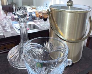 Vintage Crystal decanters, ice buckets