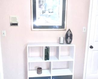 Art, deco, black, and white display shelf