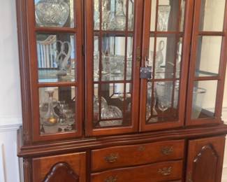 Dixie Cherry Wood Sideboard Buffet with Brass Hardware