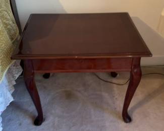 Sold Indiv. 2 avail. Classic Mahogany Finish Side Table with Queen Anne Legs