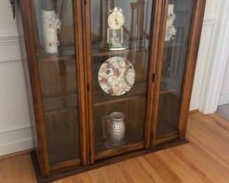 As Is Traditional Wood Curio Display Cabinet