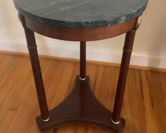 2 avail. Sold indiv. Round Marble Top Pedestal Side Table