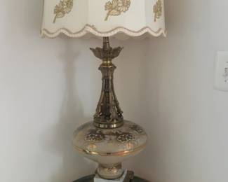 Sold Indiv. 2 avail. Ornate Brass and Porcelain Table Lamp