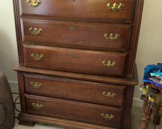 Classic Cherry Wood Highboy Tall Dresser
