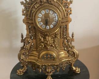 Italian Rococo Ornate Brass Mantel Clock