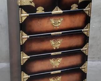 133 Lot 146 Asian wood lingerie chest with brass accents
