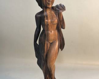 042 Lot 55 Vintage carved wood nude figurine
