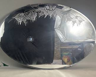 363 Lot 358 Vintage unframed oval etched mirror