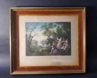 114 Lot 128 Antique hand colored etching Nicolas Lancert Le