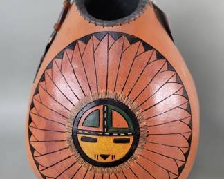 404 Lot 379 Signed John Gibson Gourd Artist hand painted and