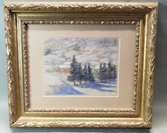 070 Lot 83 Expressionist style pastel on paper landscape