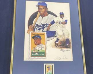 409 Lot 381h Signed framed Christopher Paluso Jackie Robinson