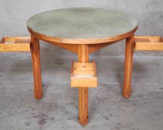 051 Lot 64 Vintage Swedish knotty pine card game table