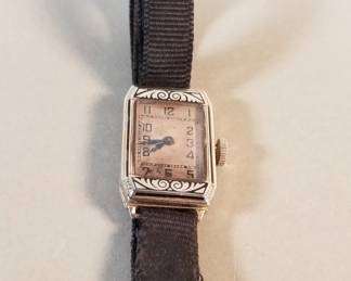 026 Lot 160 Elgin Art Deco 14k white gold ladies wristwatch