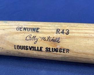 374 Lot 363h Bobby Mitchell game used Louisville Slugger bat
