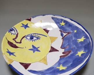174 Lot 187 Ceramic signed celestial sun and moon footed