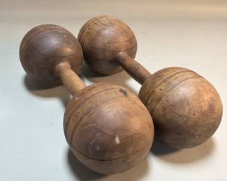 194 Lot 372 Antique wood dumbbells