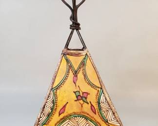 168 Lot 181 Hand painted henna leather and iron pyramid