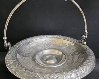 082 Lot 404 Antique Victorian silver plated bride s basket