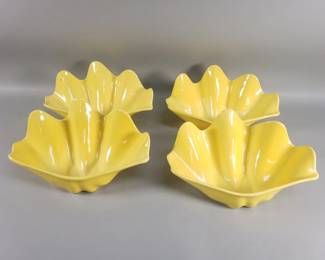 430 Lot 392 4 MCM metlox California pottery scalloped edge