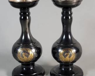 562 Lot 489 Pair of Japanese brass Buddhist altar pricket