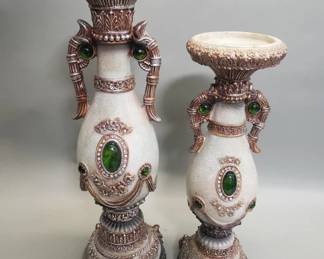 238 Lot 251 Pair of OK Lighting composite candlesticks