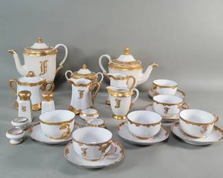 394 Lot 374 Vintage porcelain gilt hand painted tea set pieces