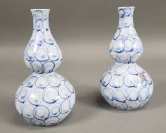 135 Lot 148 Pair of double gourd hand painted vases marked