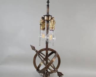 650 Lot 574 Vintage brass armillary sphere design table lamp