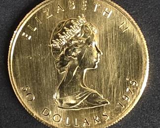 001 Lot 29 1979 Canada 1oz 50 Gold Maple Leaf coin Coin