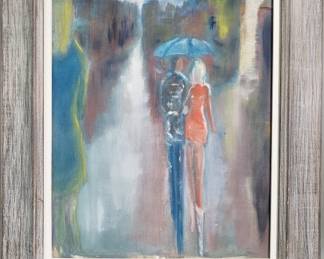 184 Lot 73 Signed Expressionist style oil on canvas painting