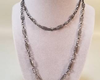 127 Lot 50 Mexican sterling silver filigree link necklace