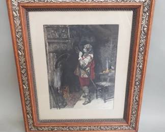 069 Lot 396 Paul Adolphe Ramon antique hand colored etching