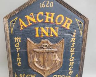 088 Lot 101 Vintage wood Anchor Inn plaque