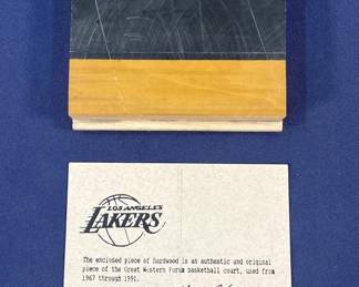 271 Lot 311h Los Angeles Lakers G W Forum hardwood floor piece