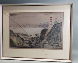 065 Lot 78 Vintage signed Max Pollak color aquaint with