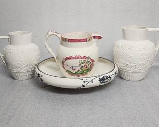 156 Lot 302h Antique Minton porcelain Spode pink pitcher
