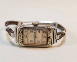 028 Lot 158 14k white gold Elgin Art Deco ladie s w