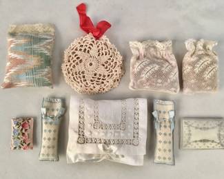 153 Lot 452 8 handmade antique embroidered sachets