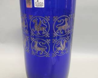 240 Lot 253 Vintage Egizia cobalt blue glass vase with s