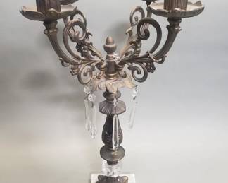 484 Lot 421 Vintage Hollywood Regency style brass candelabra