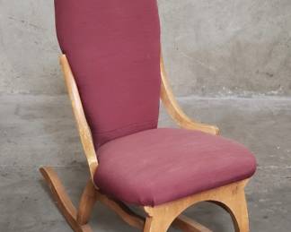 053 Lot 66 Vintage upholstered bentwood child s rocking chair