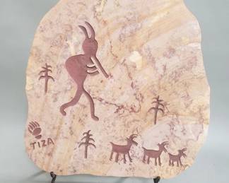 444 Lot 399 Southwestern style stone slab with Kokopelli
