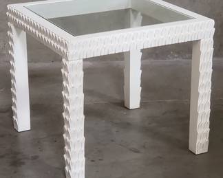 042 Lot 176 Serge Roche style end table with glass top