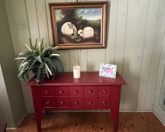 red side table