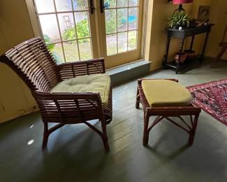 Rattan chair and ottoman