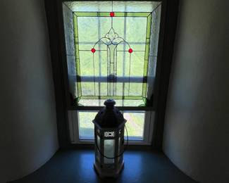 Lantern and stained glass panel (2 each available)