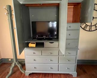 TV Armoire with matching coat stand.  2 available