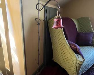 Wrought iron and glass reading lamp
